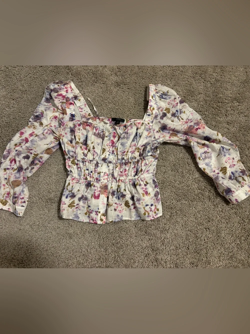 J. Crew x Flora Obscura Floral Square-Neck Blouse  - Sz 8 NWOT
